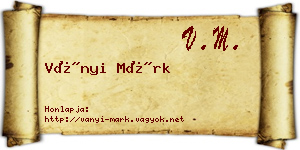 Ványi Márk névjegykártya